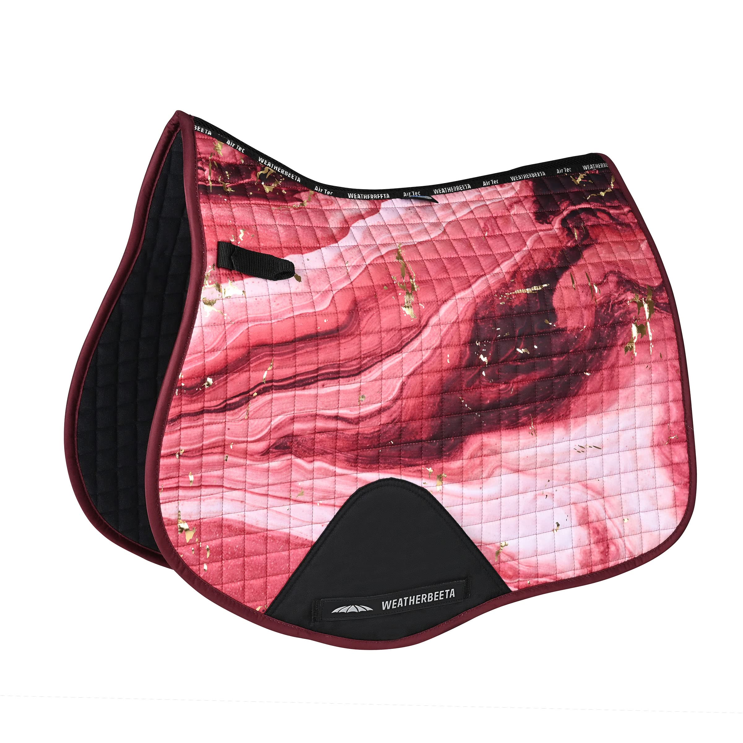 WeatherBeeta Prime Marble Shimmer All Purpose Saddle Pad, Maroon/Gold Swirl Marble Print, Full