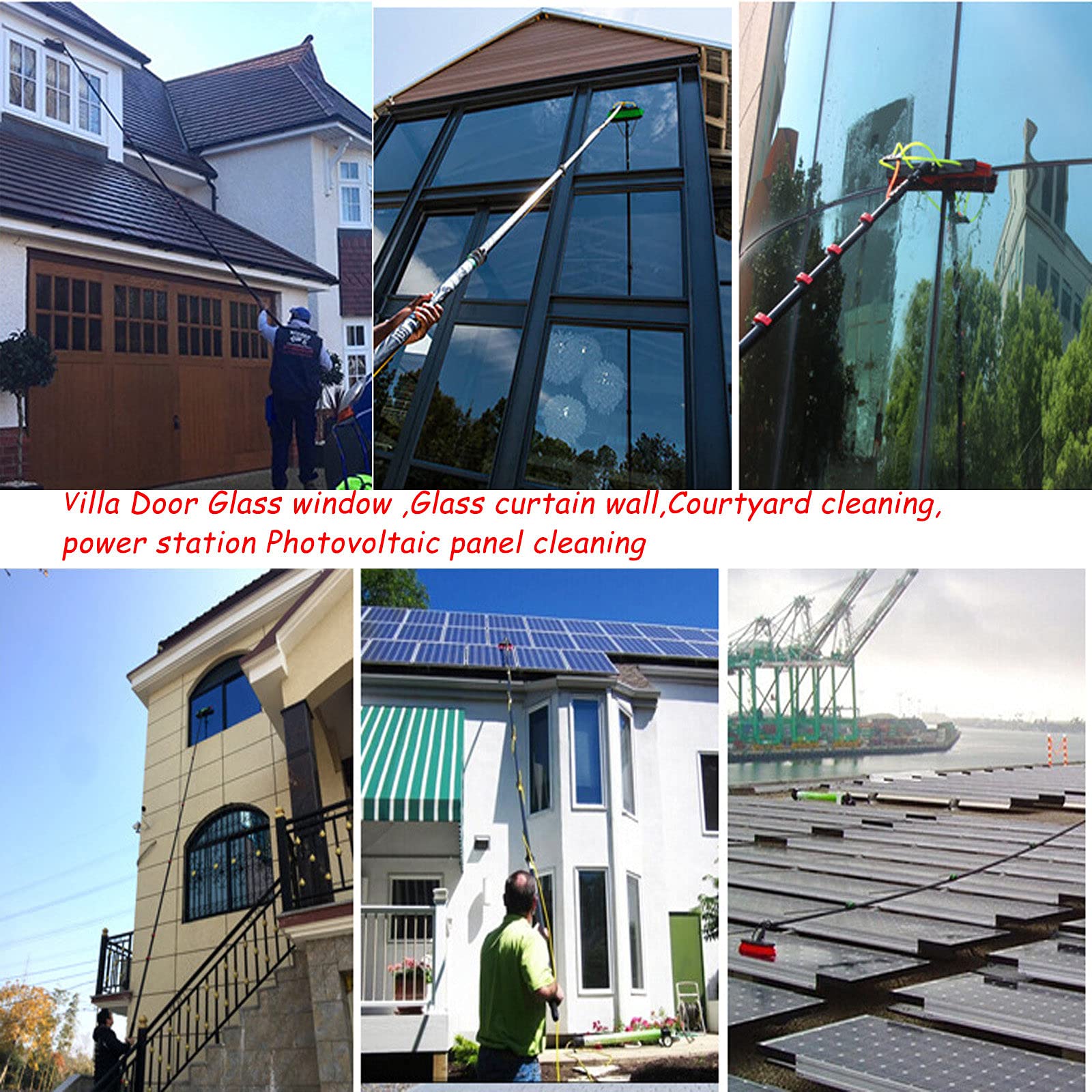 Kit de limpieza de ventanas extensible y limpiador de paneles solares con cepillo y varilla Teles, perfecto para piscinas y terrazas del hogar - Limpieza
