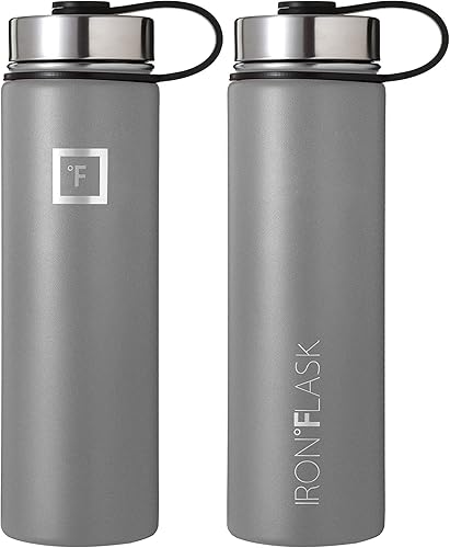 Miniatura 4 de IRON FLASK Botella de agua deportiva de 22 onzas, 3 tapas (tapa con popote), a prueba de fugas, acero inoxidable, para gimnasio y deportes, para