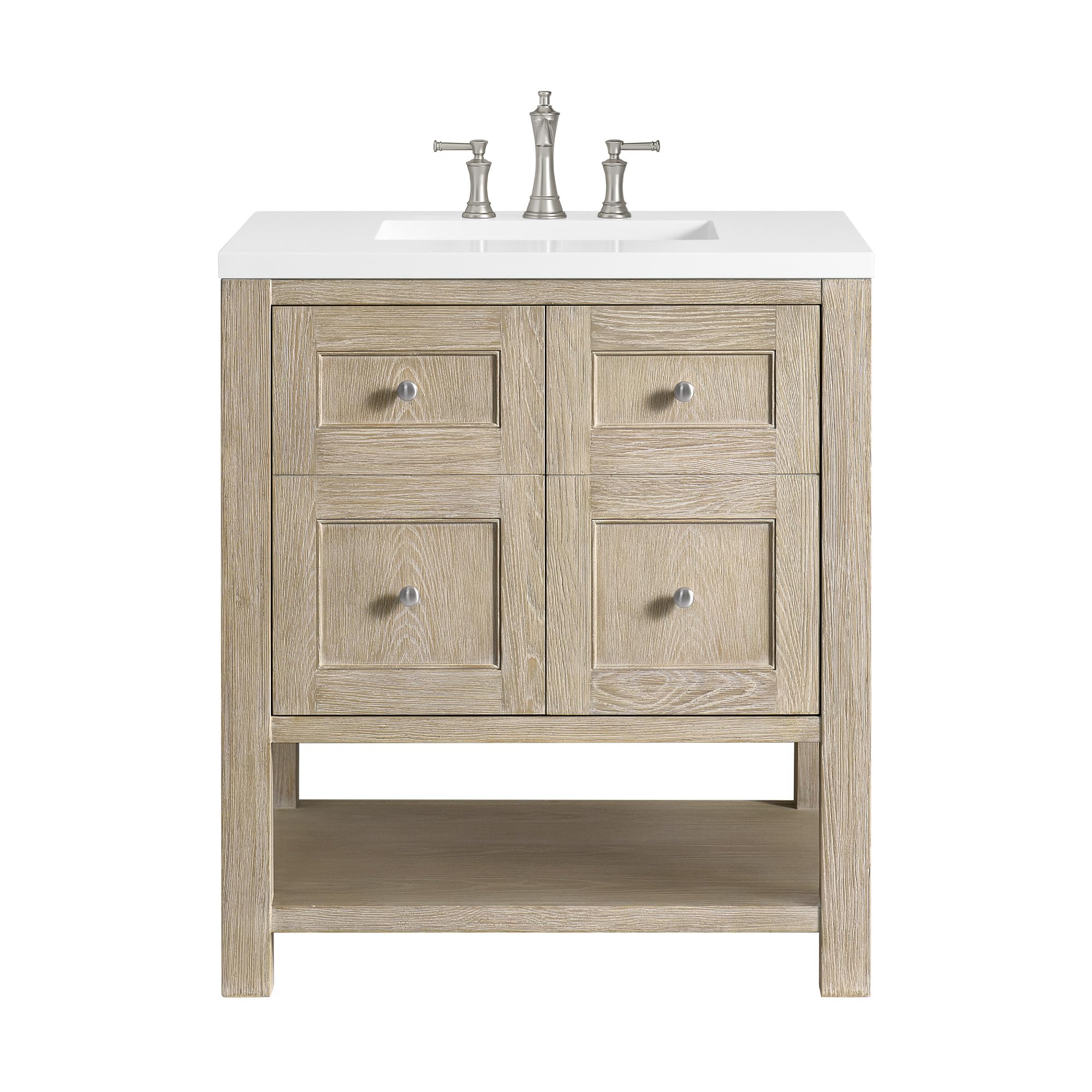 James Martin Vanities 330-V30-3WZ Breckenridge 30" Single Basin Wood Vanity Set with 3cm White Zeus Silestone Quartz Vanity Top, Rectangular Sink and