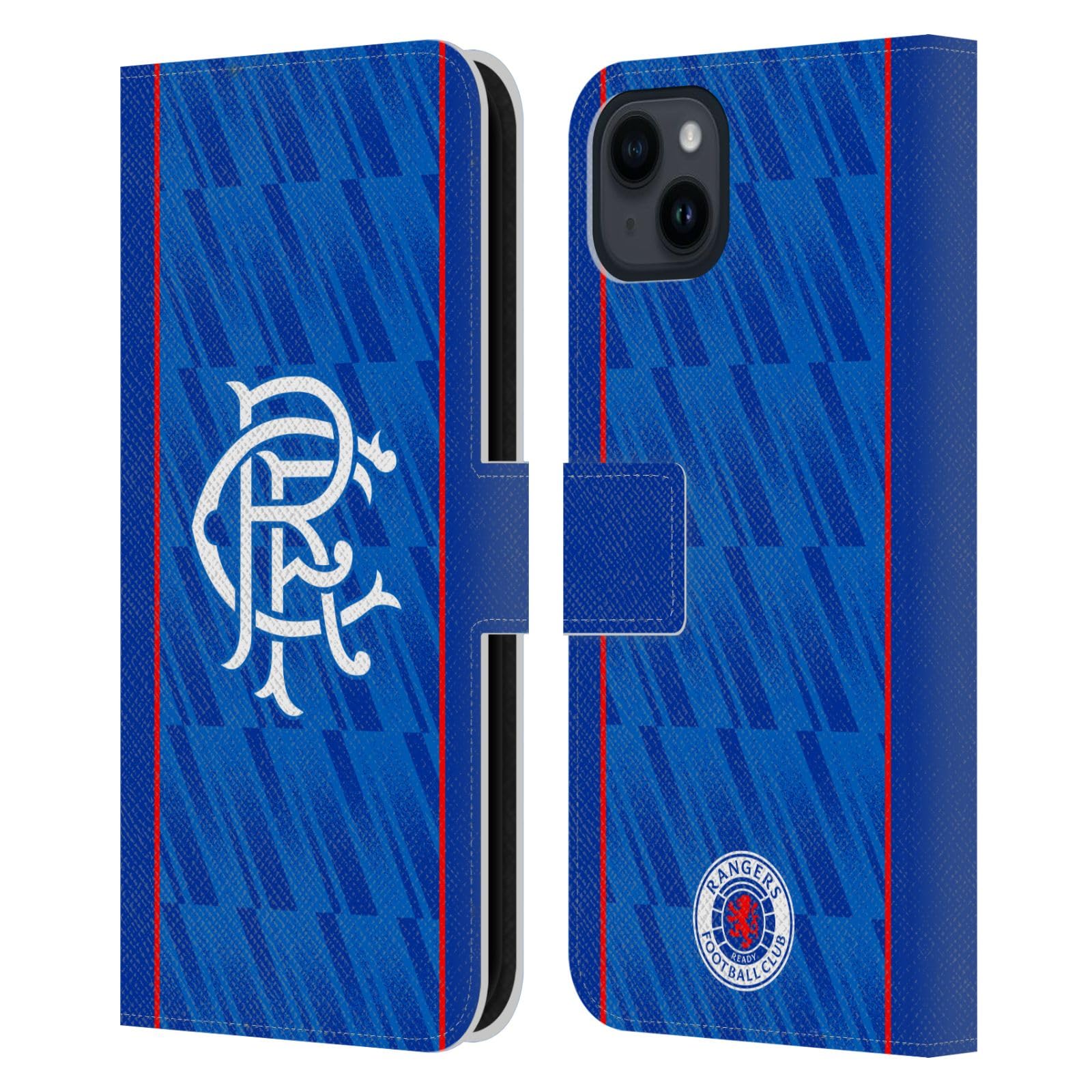 Head Case Designs Officially Licensed Rangers FC Home 2024/25 Kit Leather Wallet Case Compatible With Apple iPhone 15 Plus