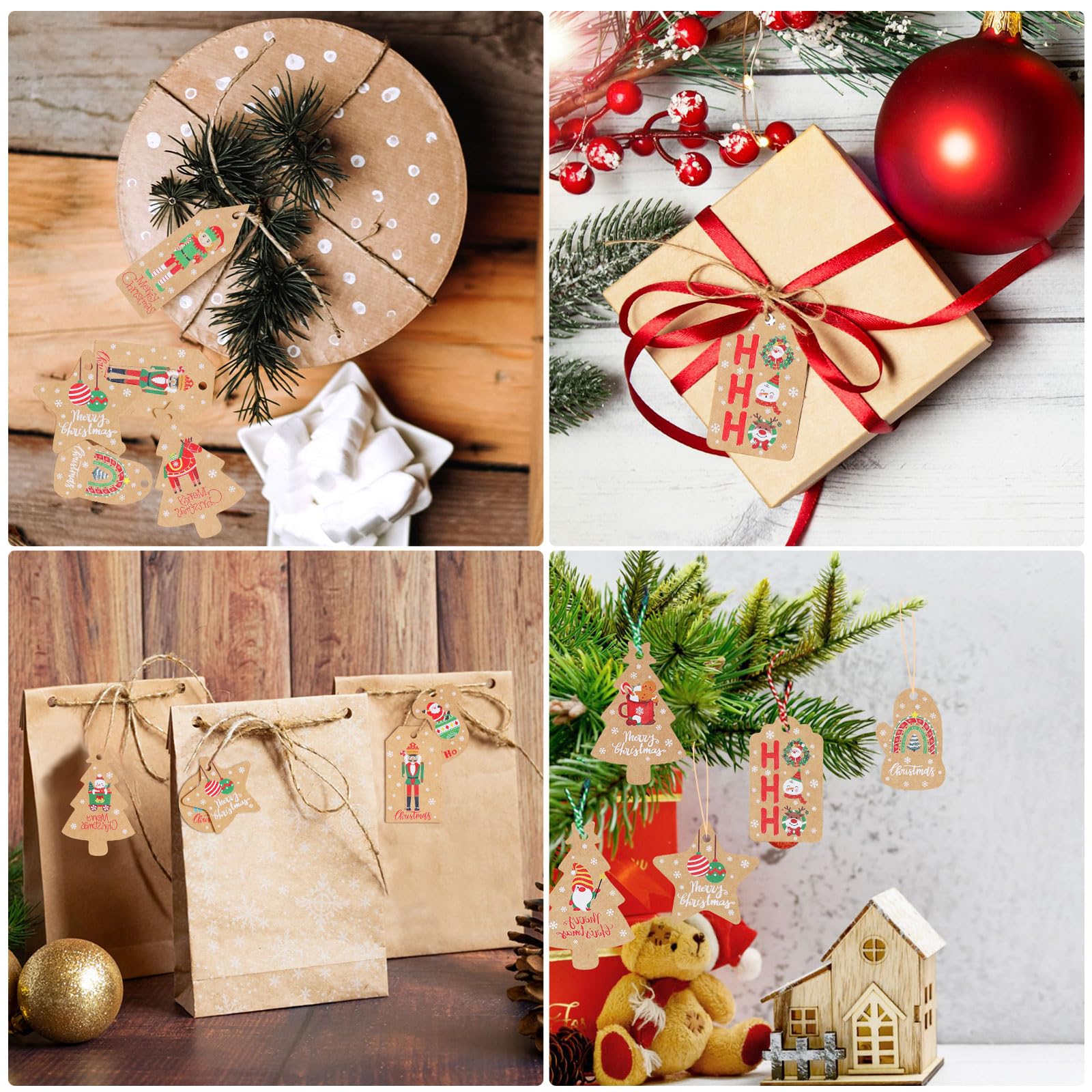 5 Cadeaulabels Kraft - Feestelijk cadeaus inpakken