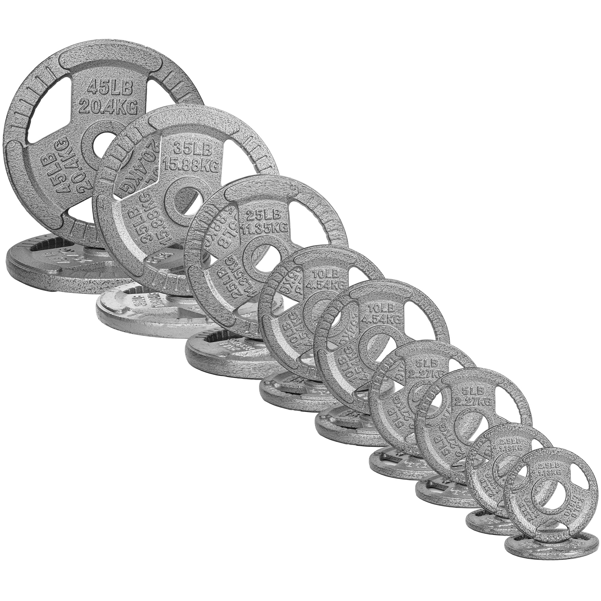 Fitvids 2 Inch Olympic Barbell Weight Plates Set Barbell Weight Set for Home Gym Strength Training Triple-handle Design