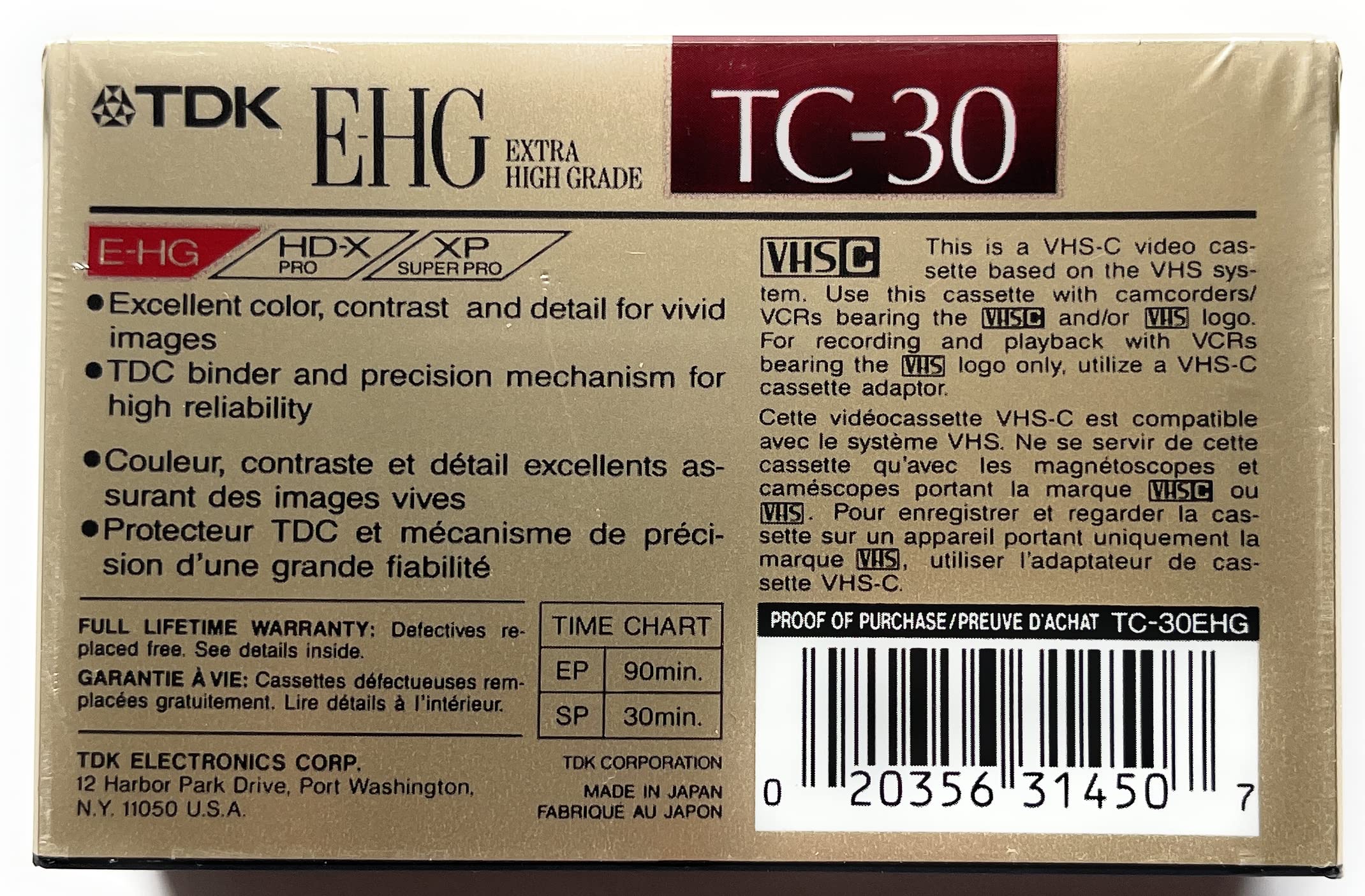 Amazon.com: TDK E-HG Sound & Color TC-30 VHS-C Tape
