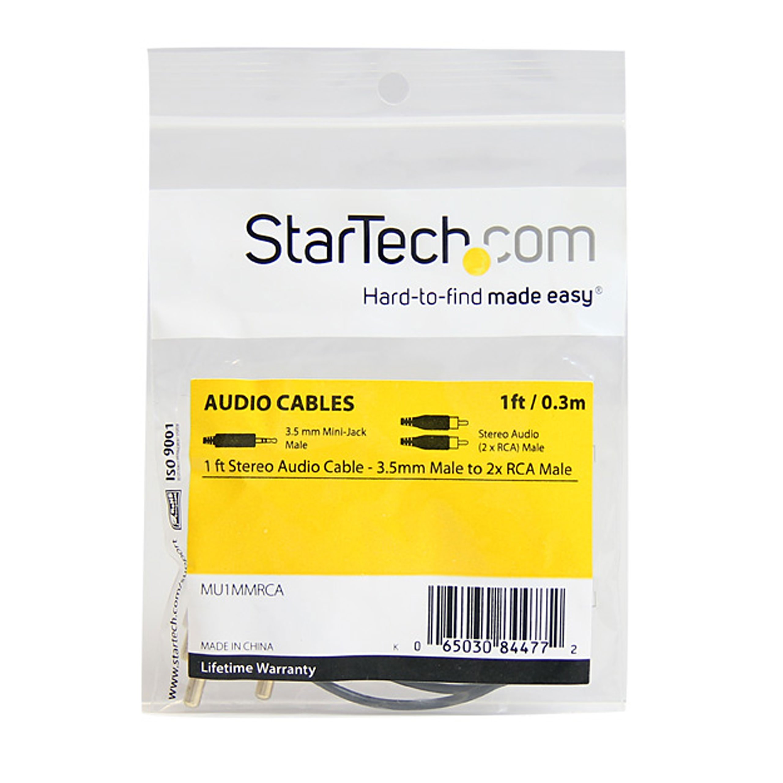 StarTech.com 1 stopy 3,5 mm męski na 2 x RCA męski kabel audio stereo