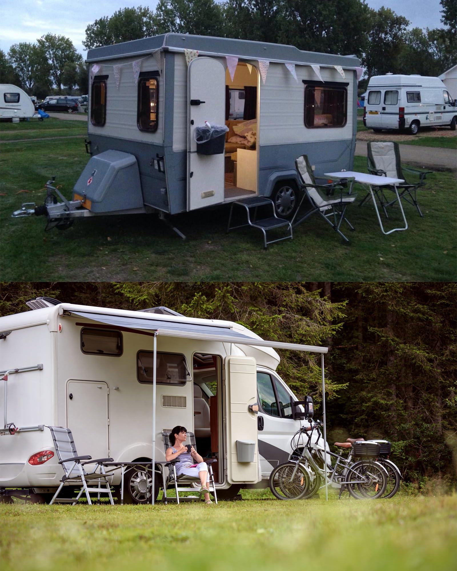 500X450MM Ventana para Camper y Caravana | Ventana Abatible Externa con Persiana Integrada y Mosquitera, Ideal para Todos los Tipos de Vehículos