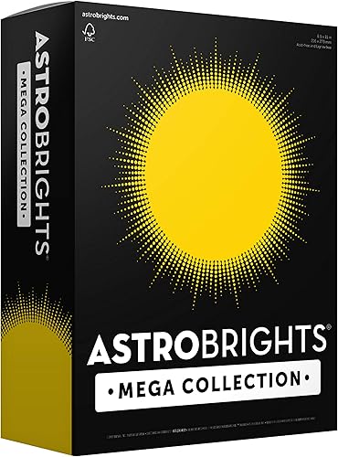 Astrobrights Mega Collection, papel de color, amarillo brillante, 625 hojas, 24 lb89 gm, 8.5 x 11 pulgadas, más hojas (91618), solar, resma