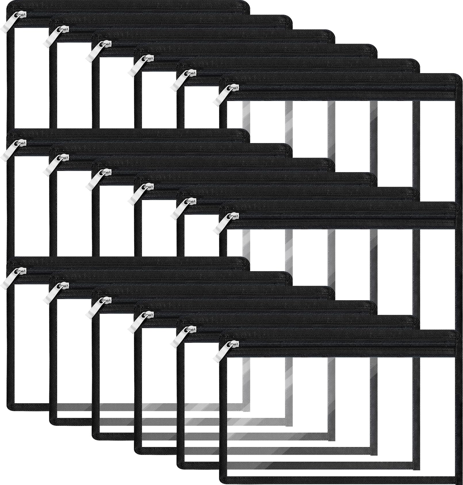 18 bolsas transparentes con cremallera, bolsas organizadoras de cosméticos impermeables de PVC, sobres de almacenamiento de documentos y archivos para suministros del hogar y la oficina (7 x