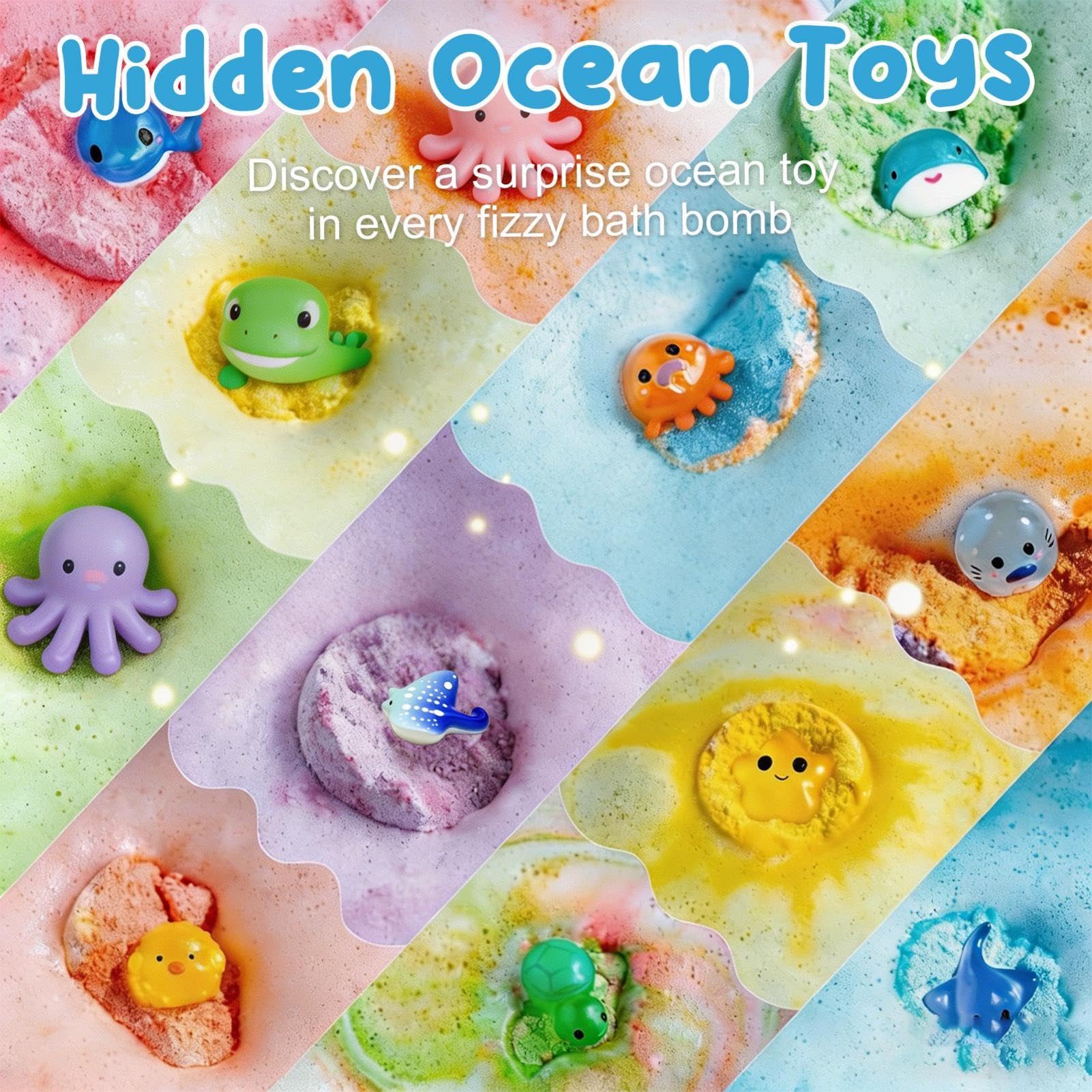 Bagnoschiuma Effervescente Palla di Sale Detergente con Giocattoli | 12 Pezzi Palline Effervescenti da Bagno Profumate per Bambini Per Donne, Mamme, Uomini, Nonne, Ragazze, Giovani, Famiglia,