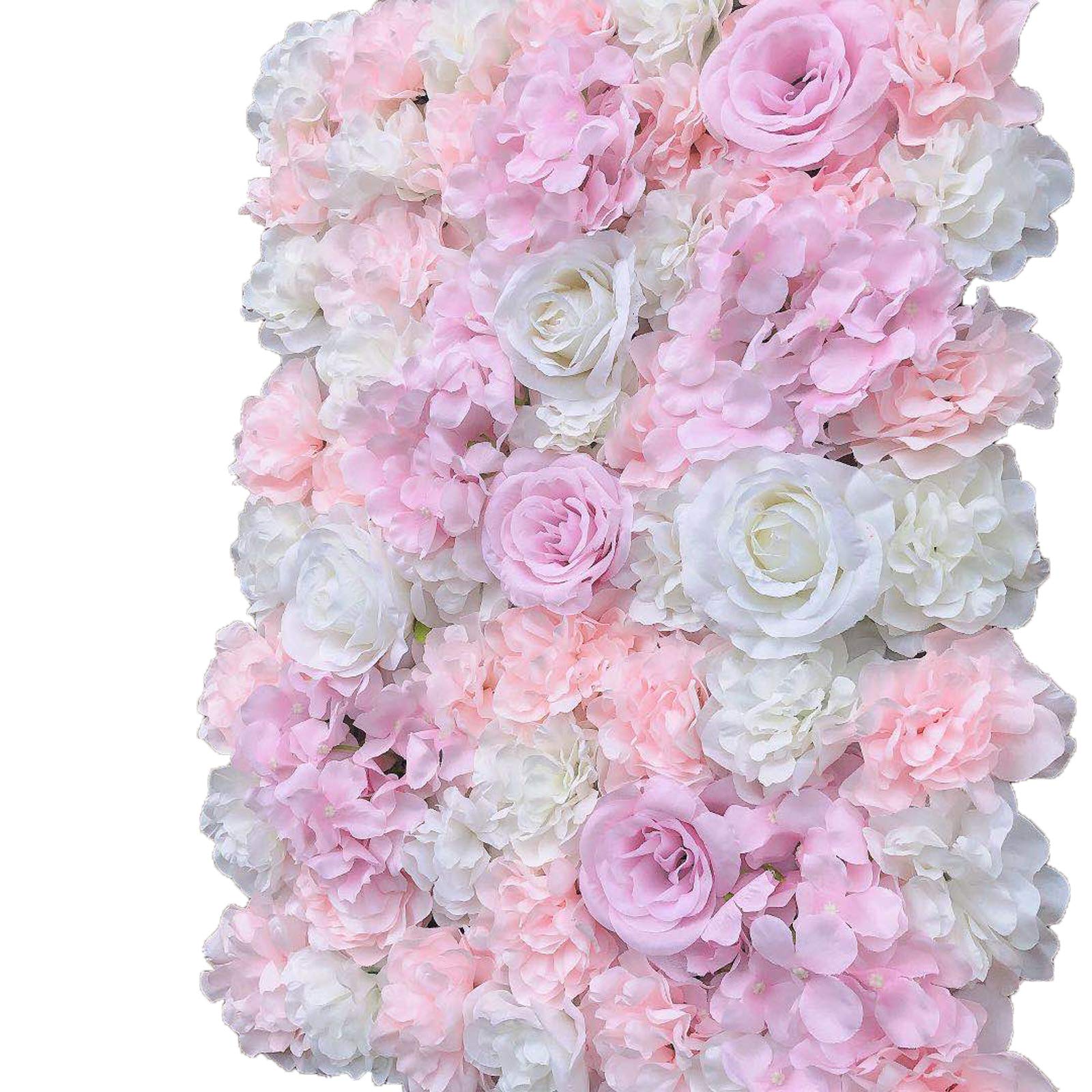 12 Stücke Künstliche Blumenwand Kunstblumen Panel für Garten Hochzeit Dekor 60 x 40cm Lila Weiß