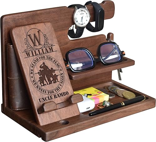 Gooin Global Regalos militares personalizados para el Día del Veterano para hombres que lo tienen todo. Organizadores de escritorio de madera de