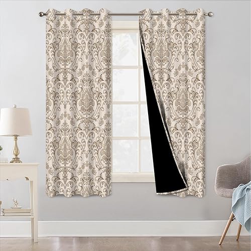 Miniatura 19 de Cortinas florales opacas para dormitorio y sala de estar, cortinas opacas para oscurecer la habitación insonorizadas y con aislamiento térmico para