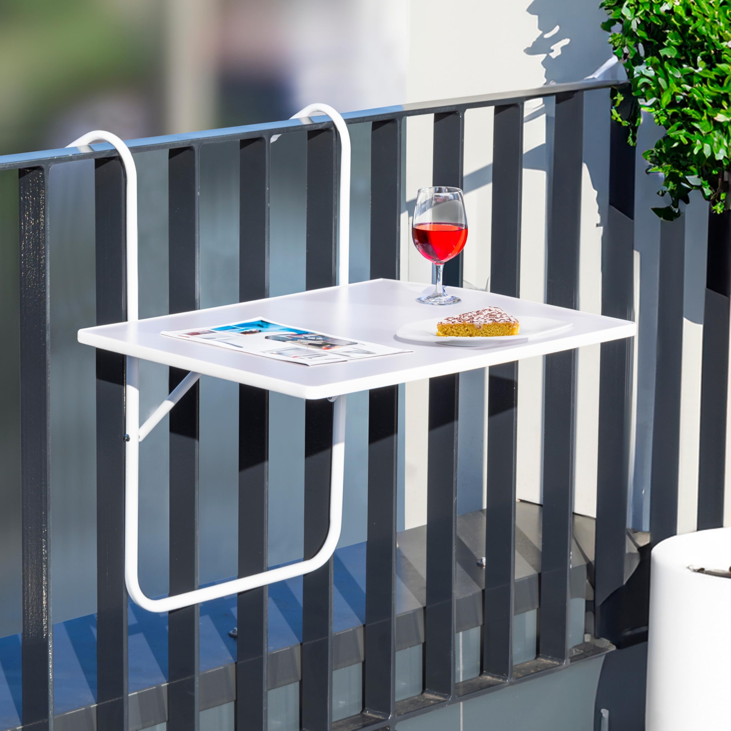 campingtisch zum einhängen Schauer Balkonhängetisch klappbar 60x40 cm | Balkontisch Balkon Hängetisch 3-Fach höhenverstellbarer Klapptisch Balkongeländer wetterfest Tischplatte Farbe:STEEL BLUE 2025 Dacia Sandman Campervan Office Collection