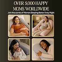 Vista 6 de Almohada de embarazo en forma de U, funda 100% algodón, soporte de maternidad de cuerpo completo para vientre, espalda y piernas, máscara de ojos