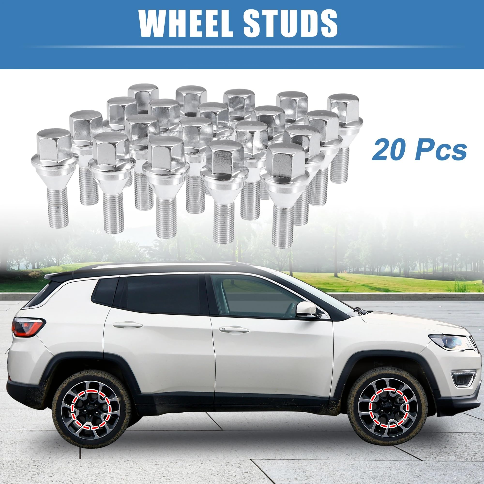 Bulloni Ruote Dell'auto Compatibile Con Jeep Per Cherokee 2014 2015 2016 2017 2018 Per Compass 2017-2023 OEM 6509933AA 20PCS Car Rim Wheel Lug Bulloni
