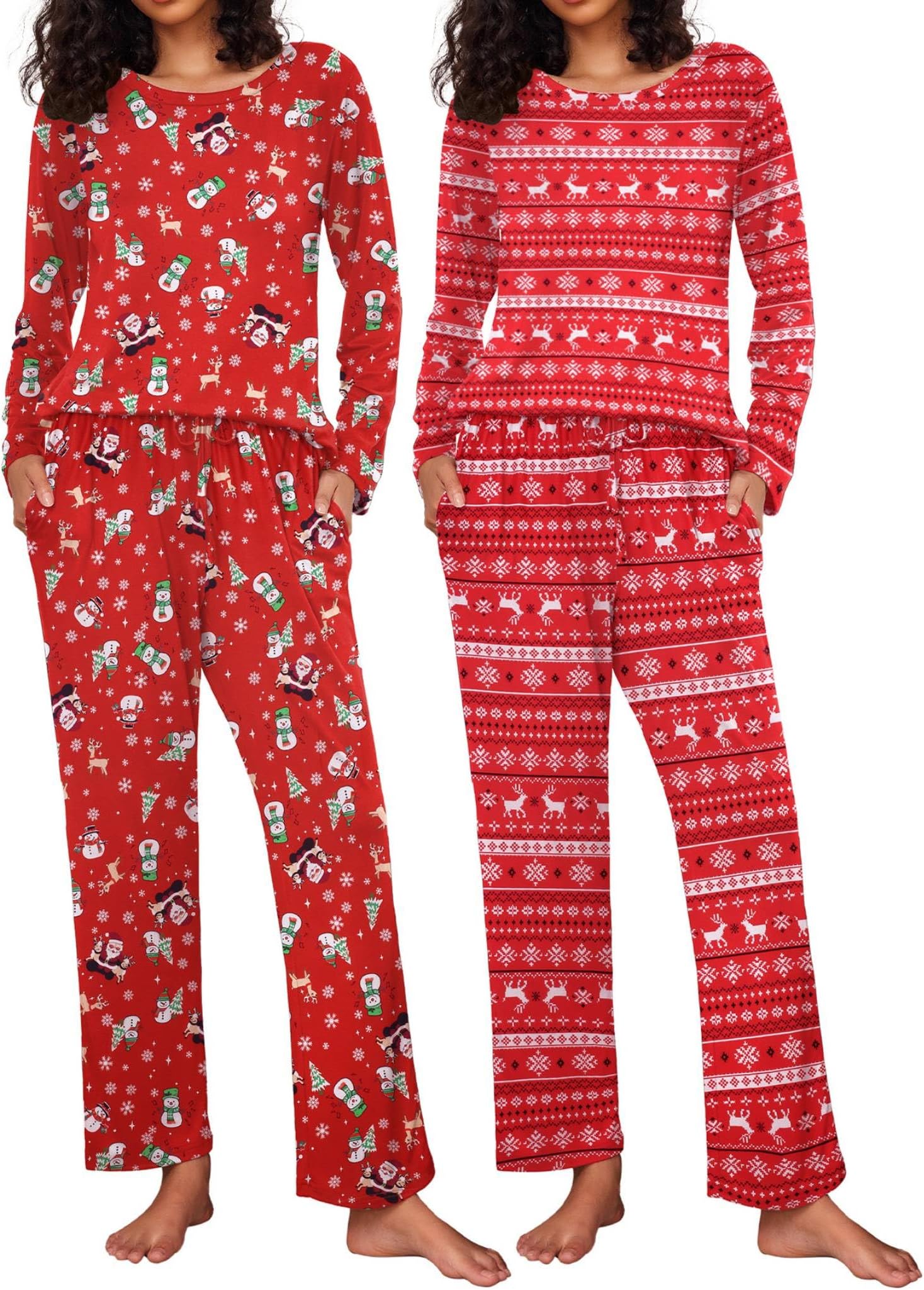 Women's 2 Pack Pajama Sets Long Sleeve Lounge Set Soft Comfy Pjs