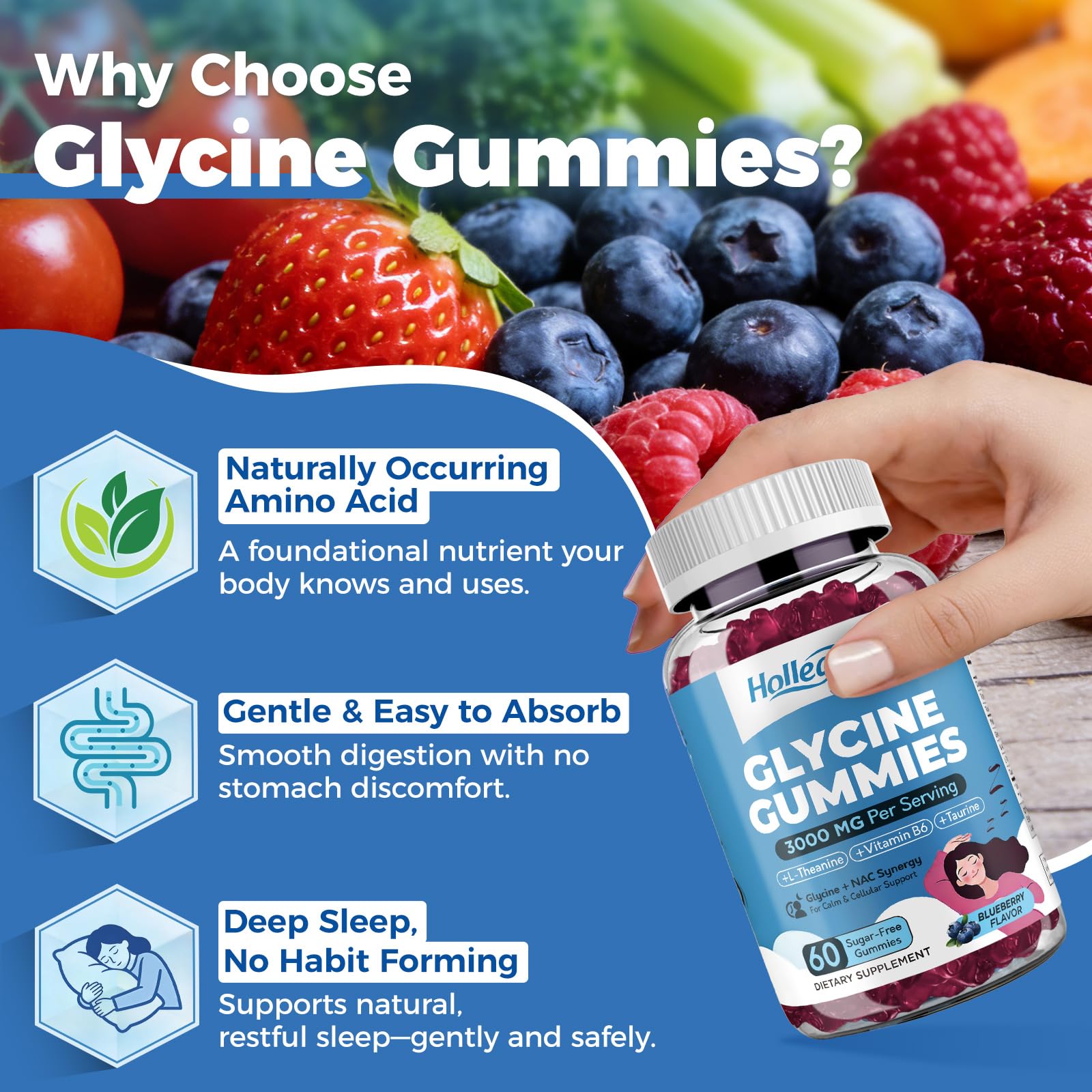 Glycine 3g Gummies, Organic L-Glycine Supplements with L-Theanine for Sleep — Amazon image 7
