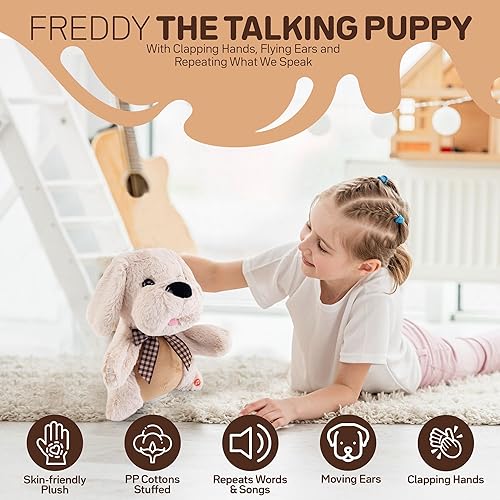 Miniatura 2 de 13MARCH Freddy The Talking Puppy - Juguete interactivo de peluche para niños que canta y habla - Animal de peluche musical con patas que aplauden