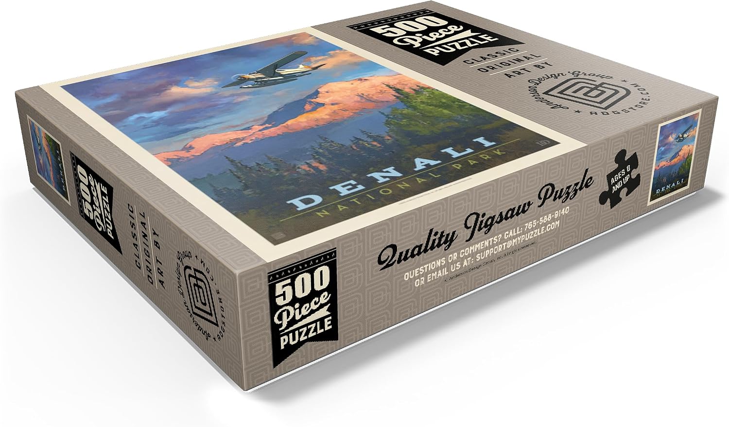 MyPuzzle Denali National Park: Back Country, Vintage Poster - Premium 500 Piece Jigsaw Puzzle for Adults