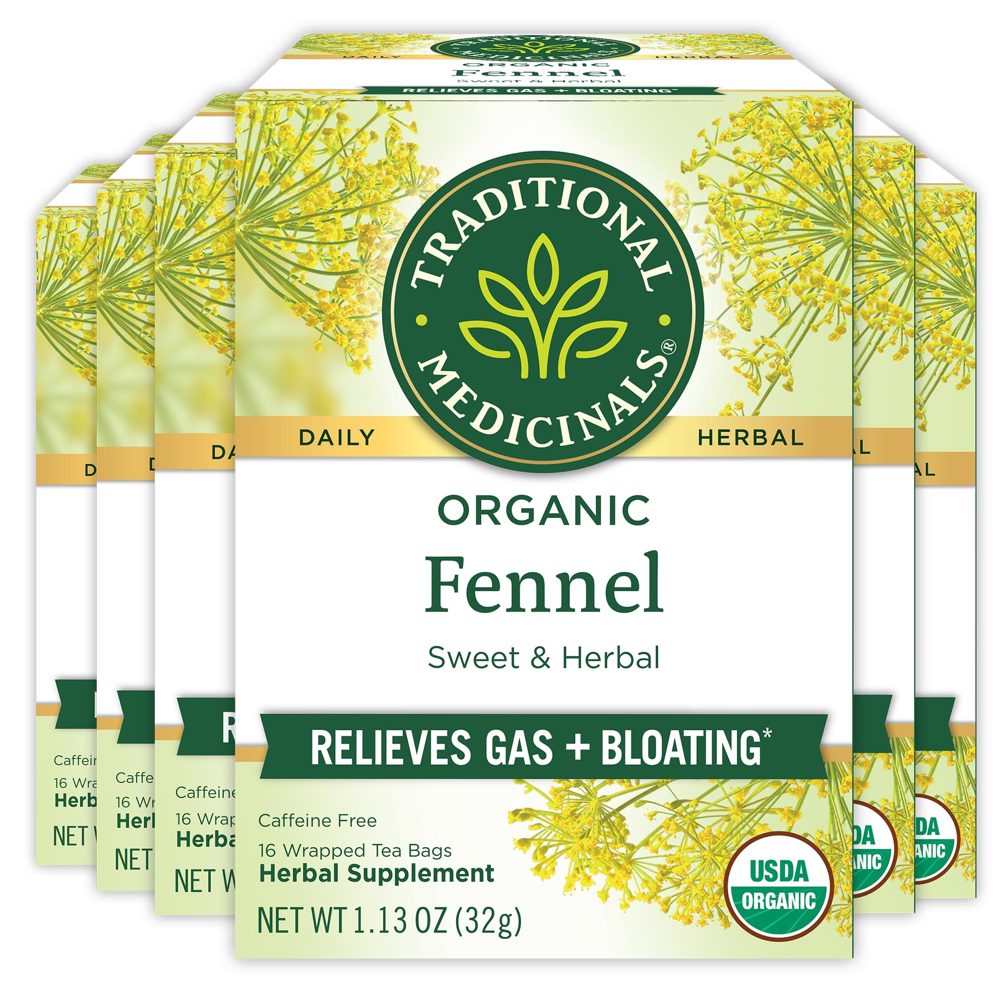 Traditional Medicinals Tea, Organic Fennel, Promotes Healthy Digestion, 96 Tea Bags (6 Pack)