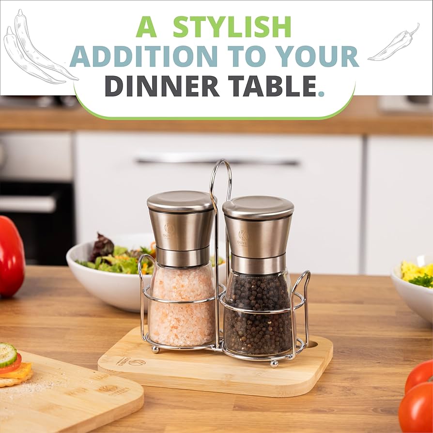 Oliver's Kitchen Salt & Pepper Mill Set - 2X Premium Quality Ceramic Grinders - | Australia
