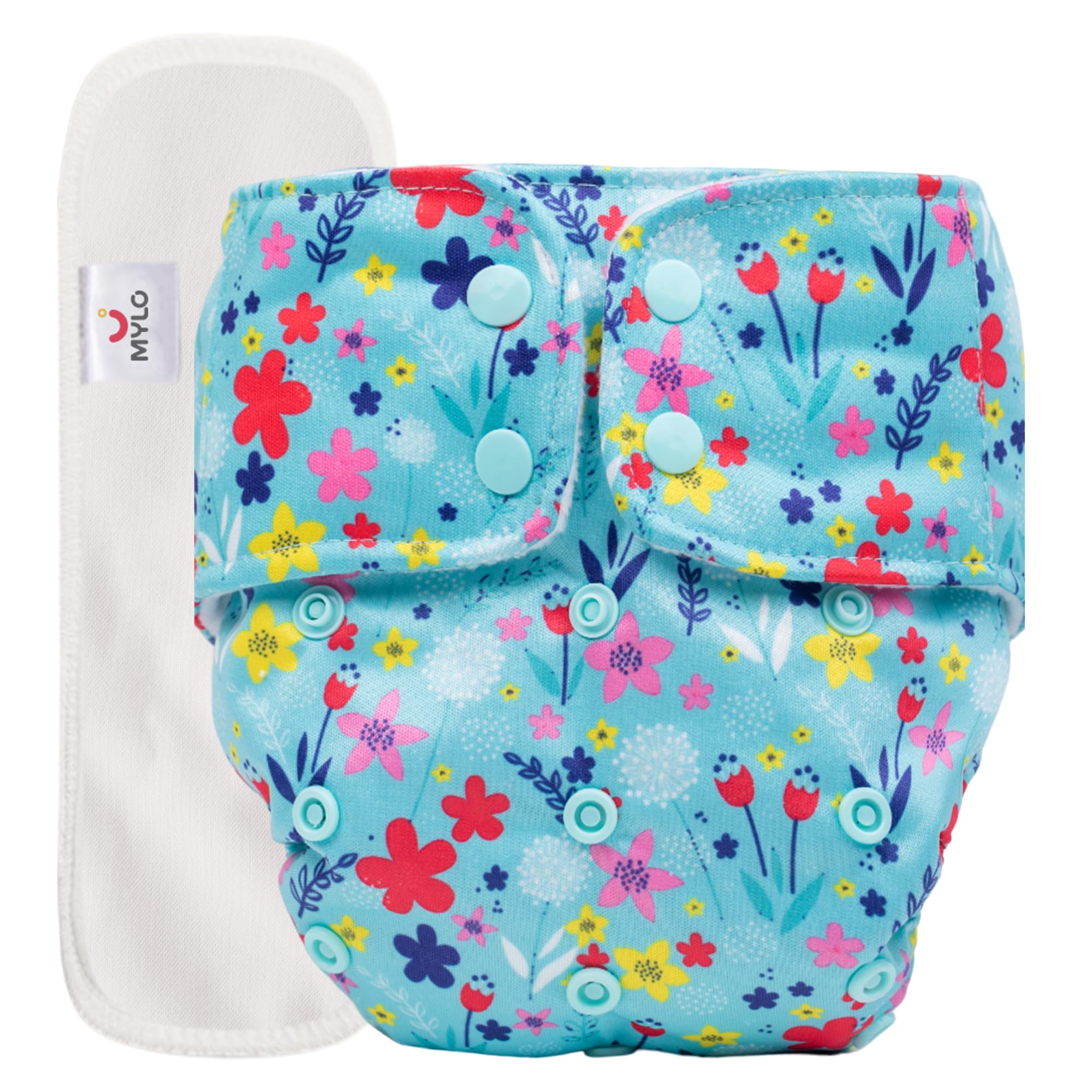 Mylo Essentials Freesize Cloth Diapers for Babies I Oeko-Tex Certified I Reusable & Washable Cloth Diaper I 0-3 Years I Contains Wet-Free Insert Pads Multicolor - Floral Print