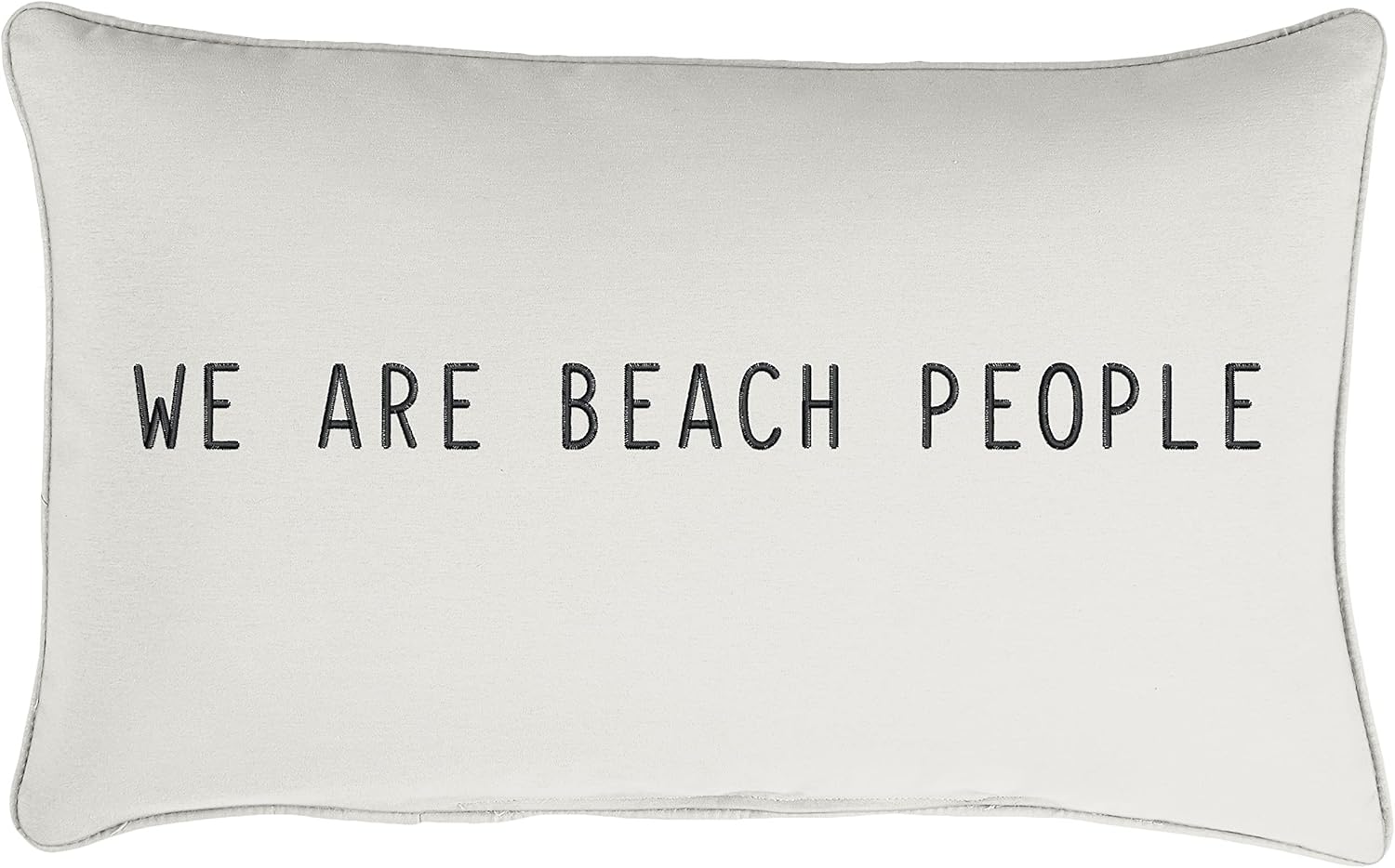 Sorra Home Trupedic Indoor/Outdoor Tan Lumbar Embroidered Pillow We are Beach People