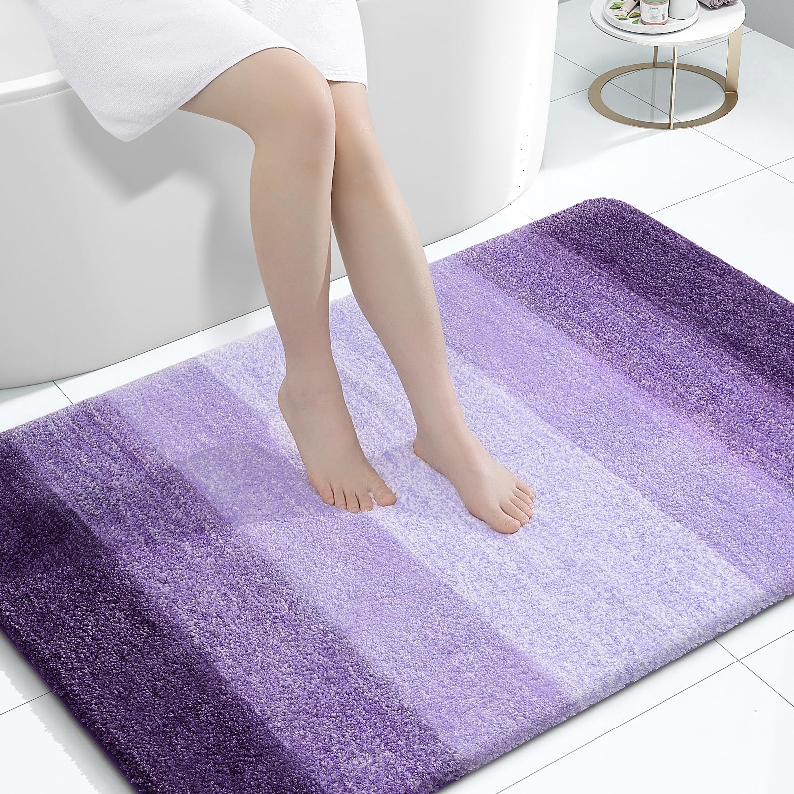 OLANLY Large Bathroom Rugs 44x32, Extra Soft Absorbent Microfiber Bath Rugs | Violet, Non-Slip Quick-Drying Rubber Backing, Washable Plush Bath Mat for Floor, Tub and Shower, Home Decor Accessories