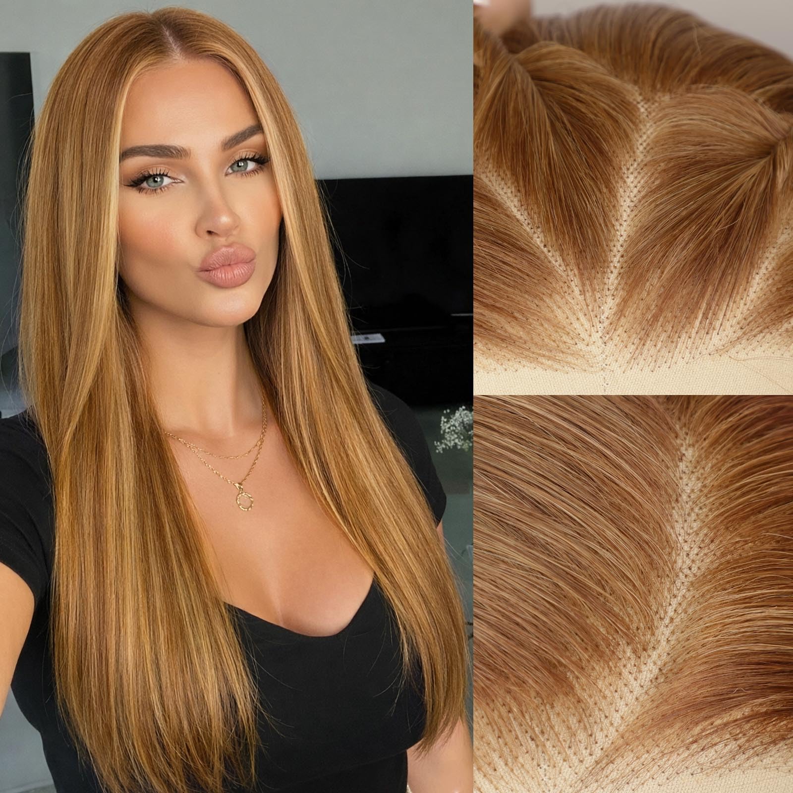 AISI HAIR 13x4 HD Lace Front Wig Pre Plucked With Baby Hair Straight Glueless Synthetic Honey Blonde Wigs for Women 28inch Beginner Friendly