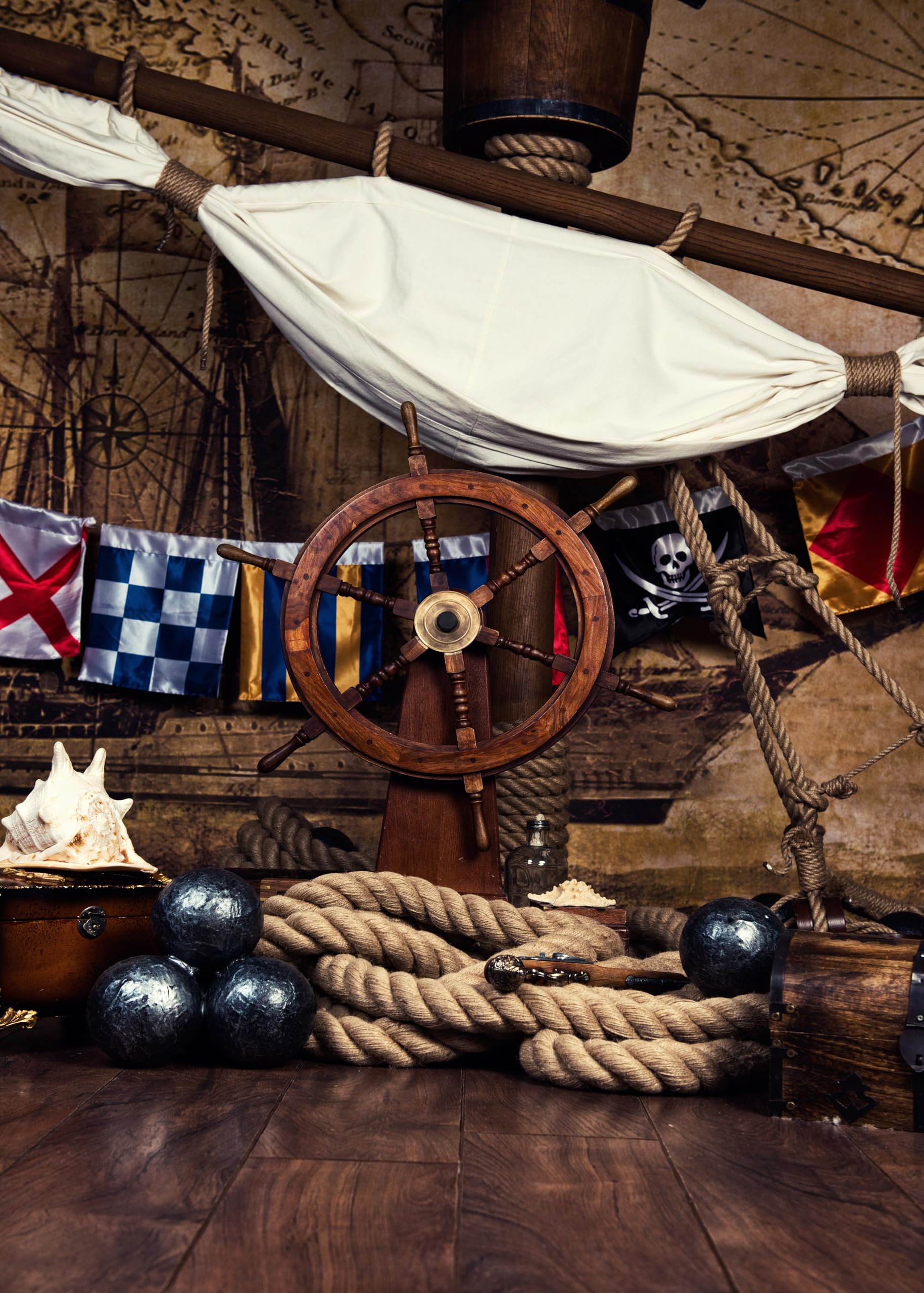 7x5ft Pirate Ship Backdrop - Vintage Sailing Boat Photo Background For Parties & Photography