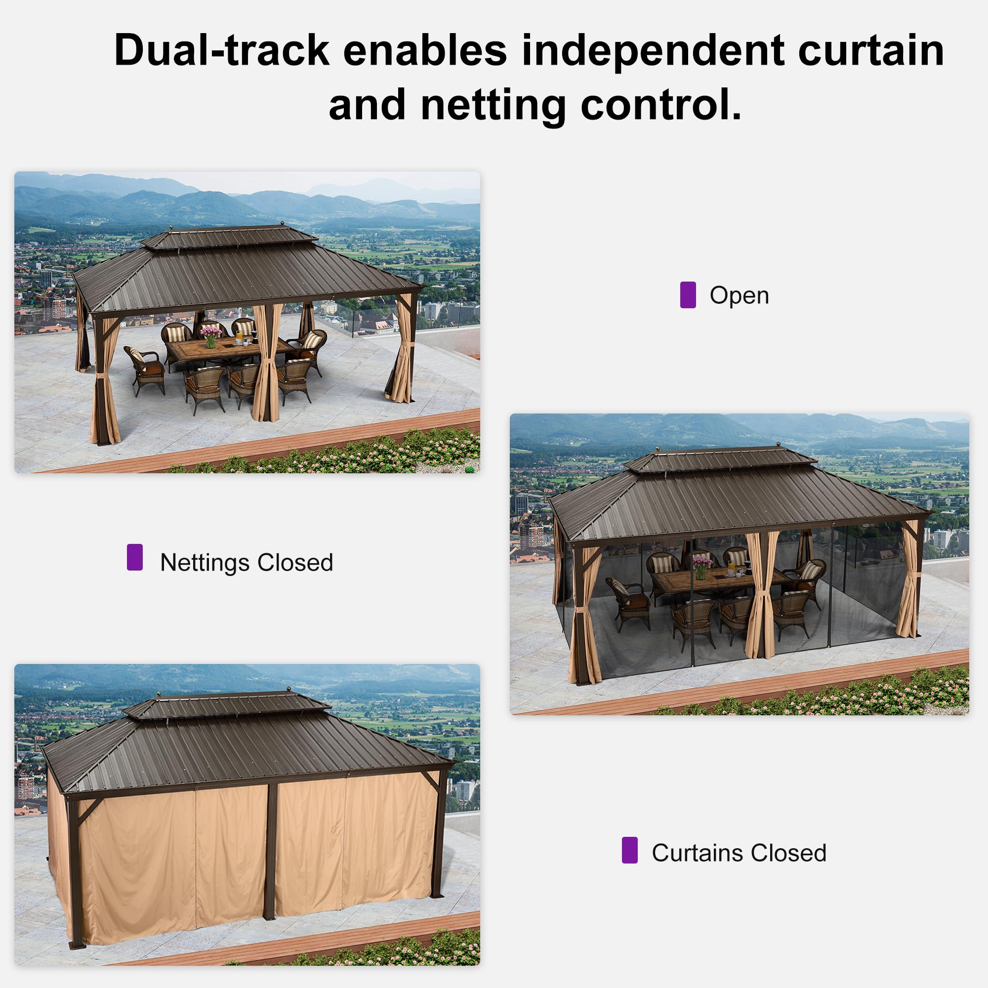 Amazon.com : PURPLE LEAF Hardtop Gazebo 12' X 20' Outdoor