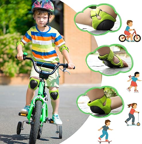 Miniatura 4 de SAMIT Rodilleras para niños de 3 a 8 años, conjunto de equipo de protección para niños y niñas, rodilleras y coderas con protectores de muñeca,