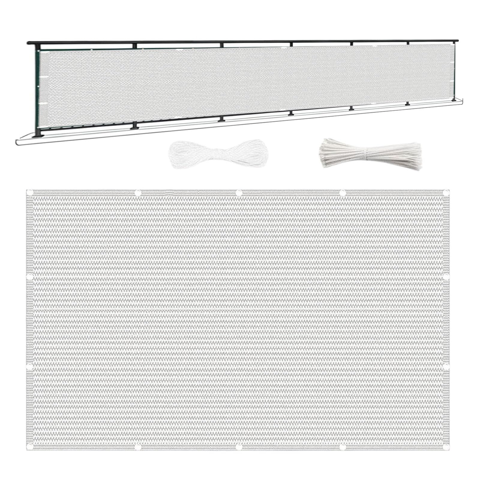 Telo Frangivisto 340 x 350 cm in HDPE Anti-Uv Divisorio Parasole Paravento Protezione Privacy Respirante Schermo Protettivo per Recinzioni Ringhiera Terrazzo, Bianco