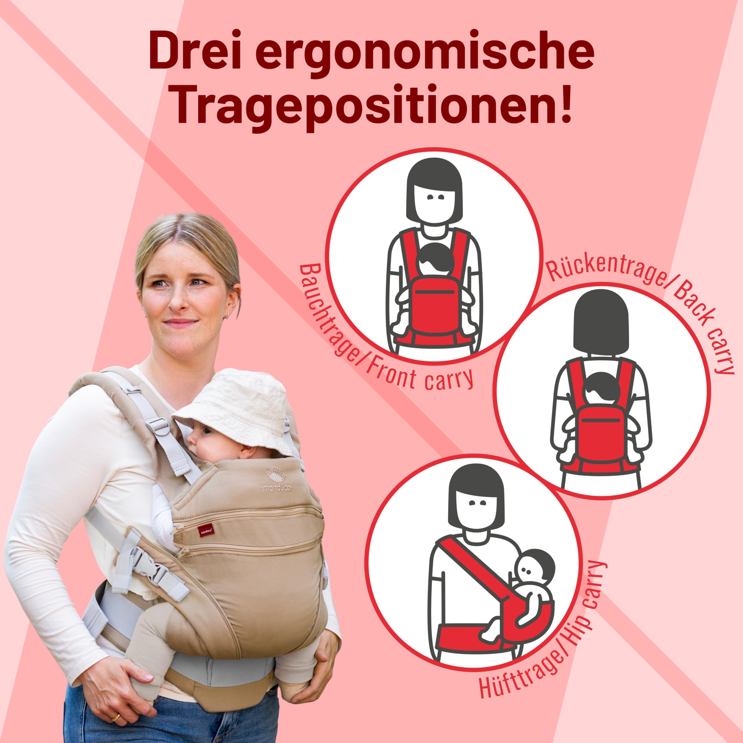 Manduca XT Baby Carrier Adjustable Seat Organic Cotton Newborn to Toddler 3 Carrying Options Rainbow Night