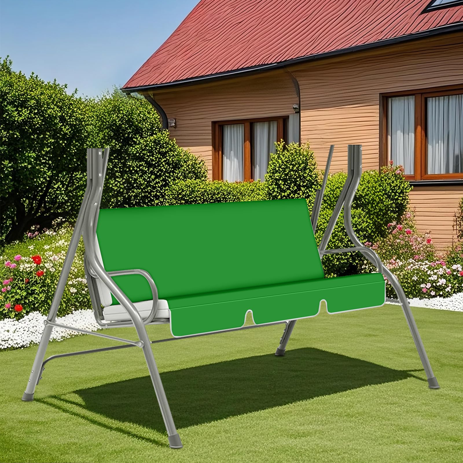 ZYBSLCSY Swing Chair Canopy Replacement and Garden Swing Seat Cover Fit for 2 3 Seater, Waterproof Hammock Canopy Top Cover Windproof Anti-Uv Heavy Duty Rip Proof (Grass Green,G)