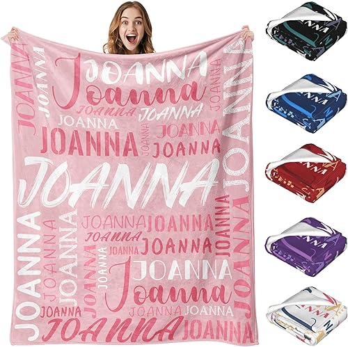 Miniatura 1 de Husguciy Manta personalizada con nombre, manta de forro polar con nombre rosa personalizada para hombres, mujeres, niños, niñas, niños, bebés, manta