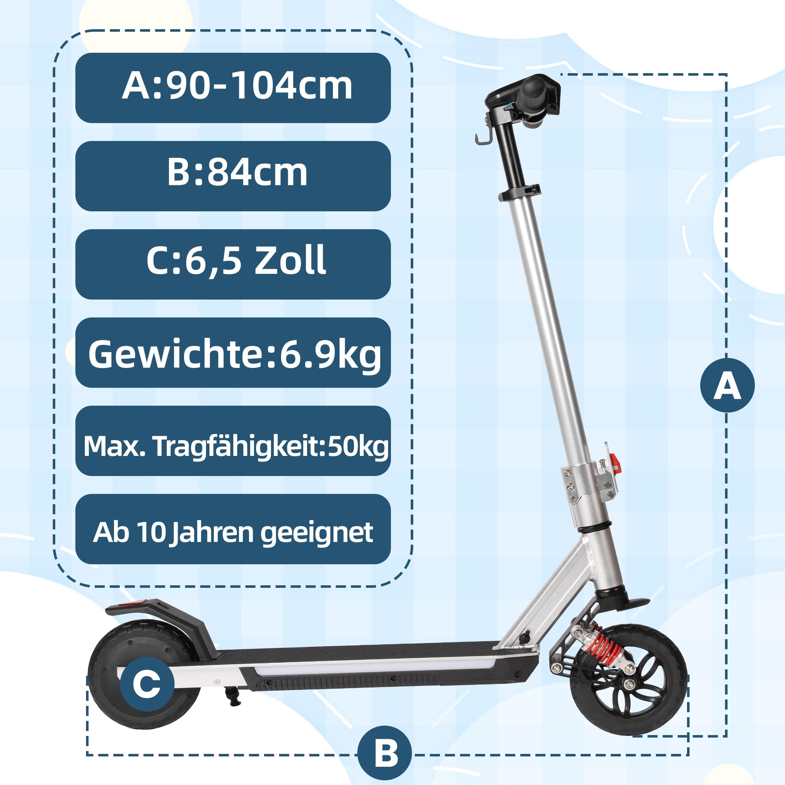 Trottinette électrique pour enfants de 6 à 12 ans, avec Bluetooth et lumières LED colorées, 3 vitesses jusqu'à 14 km/h, frein électrique, léger 7 kg, pour garçons et filles
