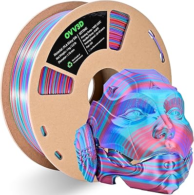 25 – OVV3D PLA Filament 1.75mm Stripe Tri-Color Silk Rainbow PLA Filament, Rainbow Silk 3D Printer Filament, Very Fast Color Change PLA 3D Printi…