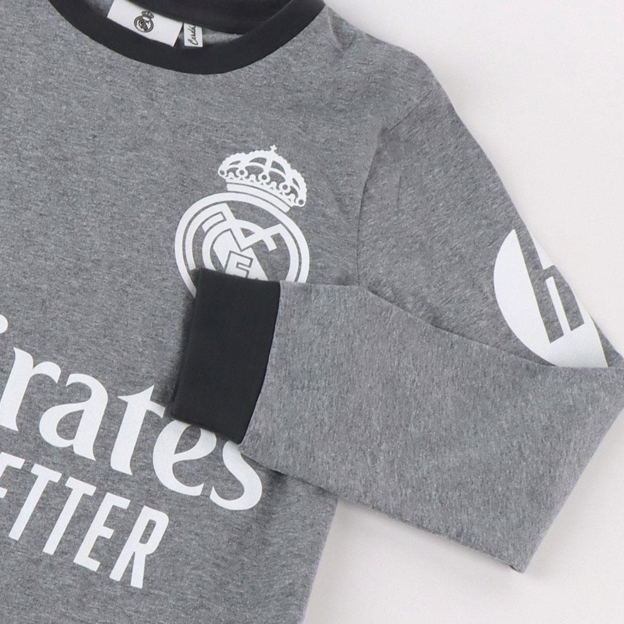 Pijama Largo Single Jersey Real Madrid para Niños – Conjunto Oficial de Dormir Infantil, Pijama de Manga Larga y Pantalón, Diseño Exclusivo con Escudo y Colores del Club