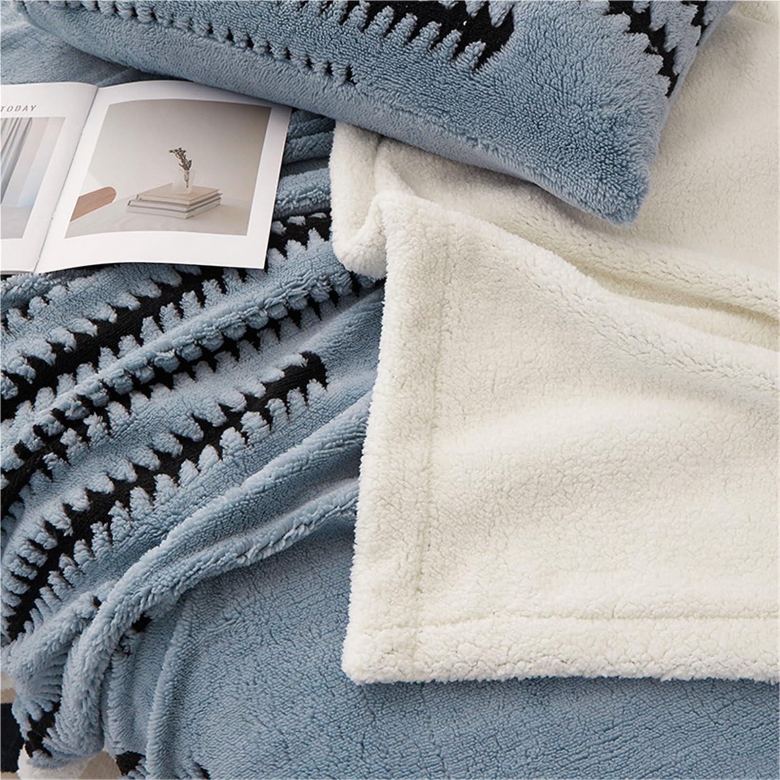 Mantas Y Plaids De Sherpa De Polar Reversibles Y Suaves, Mantas De Felpa Cálidas Y Acogedoras, Agradables para La Piel Y Lavables A Máquina, Ideales para Cama O Sofá(Pattern 5,200x230cm)