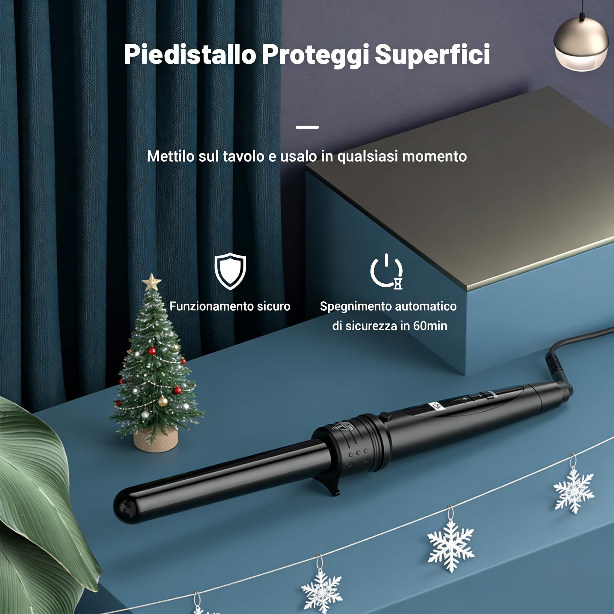 Ferro Arricciacapelli 5 in 1 Ondulatore Modellatore Multifunzione Schermo LCD 80°C - 230°C Temperatura Regolabile Ceramica con Ferri di Diverso Diametro ET-W301(Nero)