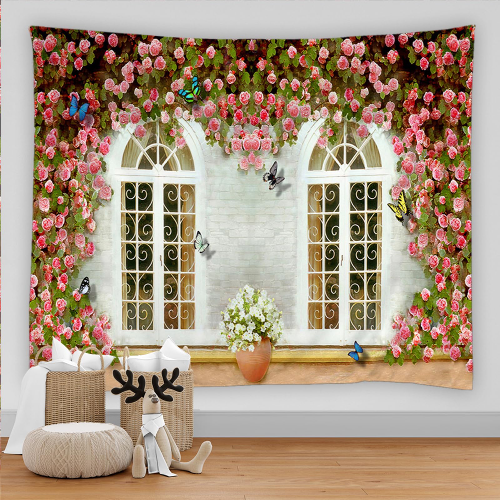 3D Arched Garden Tapestry Outdoor Nature Landscape Asthetic Room Decor Home Living Room Bedroom Background Wall Decoration Tapestry