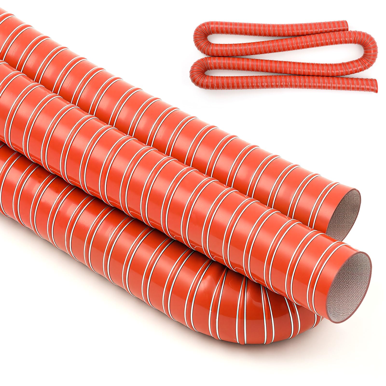 Pangda 3.5" x 3.3ft Air Duct Hose Cooling Air Ducting, Silicone Flexible Brake Induction Intake Pipe High Heat Brake Exhaust Hose for Dryer System(Red)