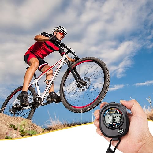 Miniatura 6 de Paquete de 2 cronómetros electrónicos digitales multifuncionales deportivos, pantalla grande con fecha y hora y función de alarma, adecuado para