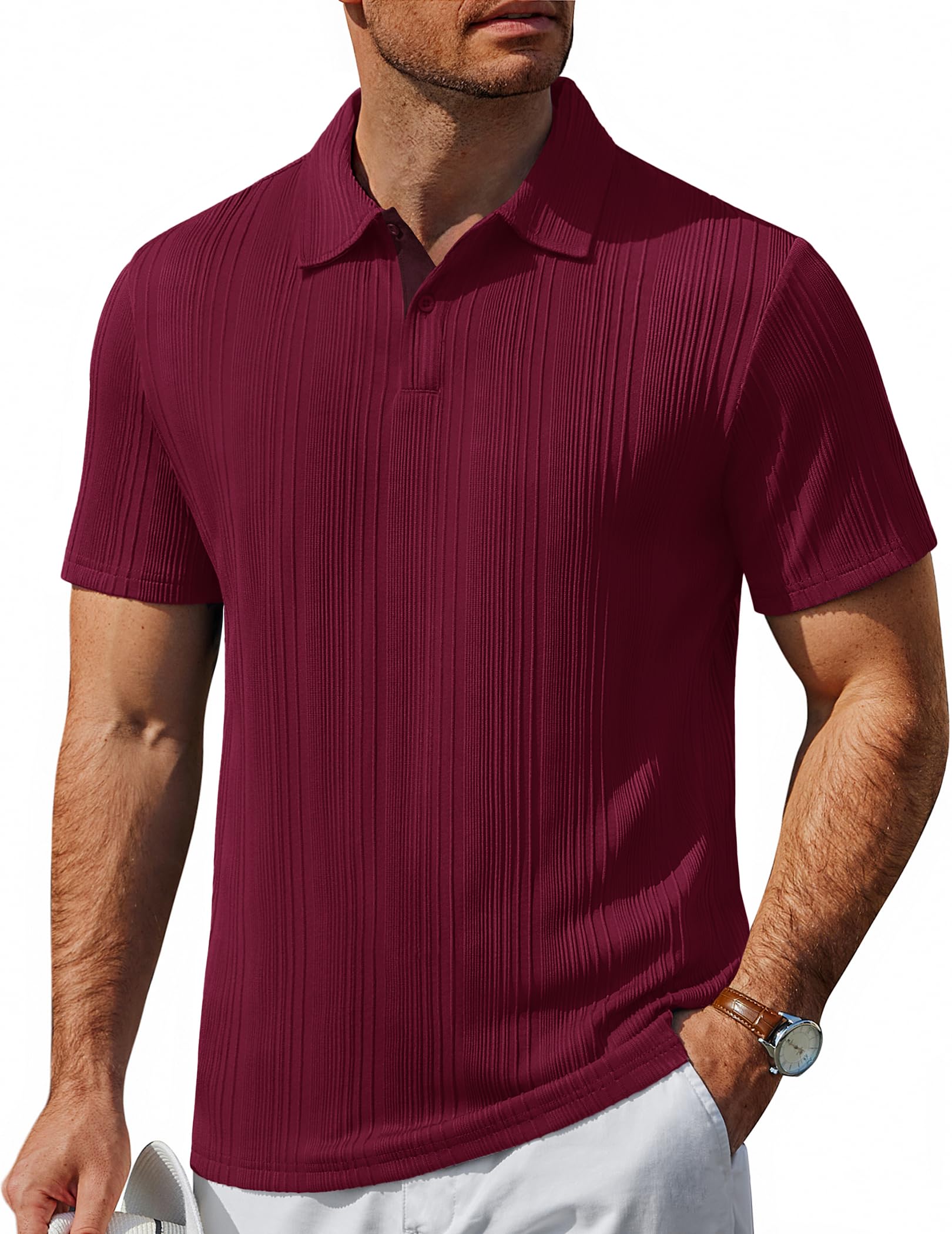 - Polo Shirts for Men Short Sleeve Shirts Casual Stylish Collared Summer Textured Knit Shirts