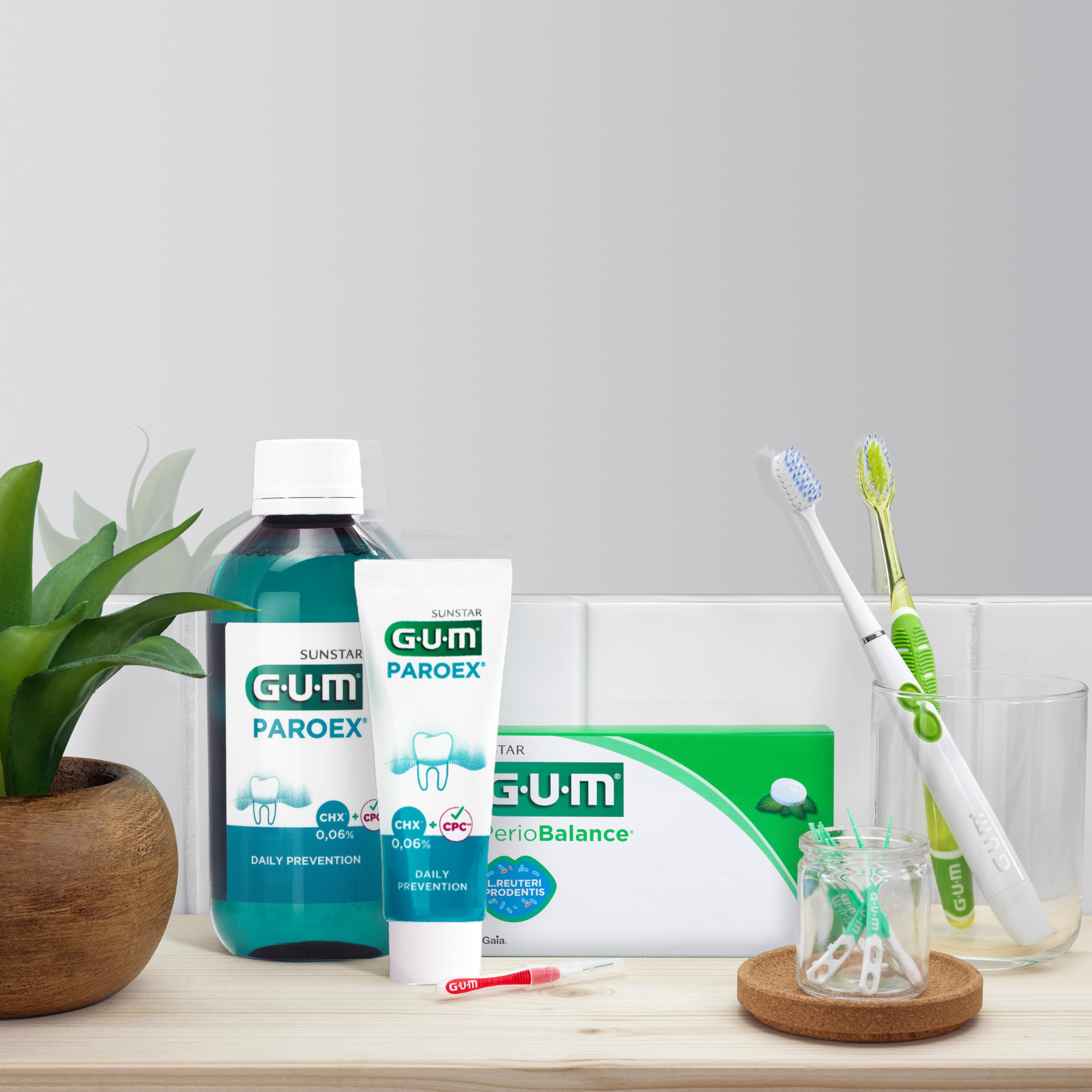 GUM PAROEX 0,06% Pflege- Mundspülung | fortschrittliche Zahnfleischpflege | Zweifach-Antiplaque-System | beruhigt empfindliches Zahnfleisch | alkoholfrei | 12 x 500