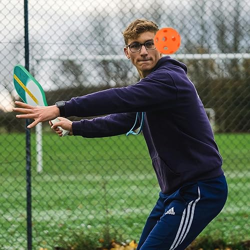 Miniatura 6 de Juego de 2 palas de pickleball de fibra de carbono con 2 paletas, funda de transporte, 4 bolas, juego de 2 paletas ligeras con 4 bolas, 1 bolsa,