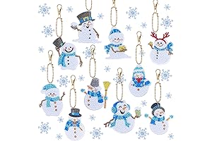 AnyDesign 10Pcs Colorful Christmas Diamond Art Keychain Kit