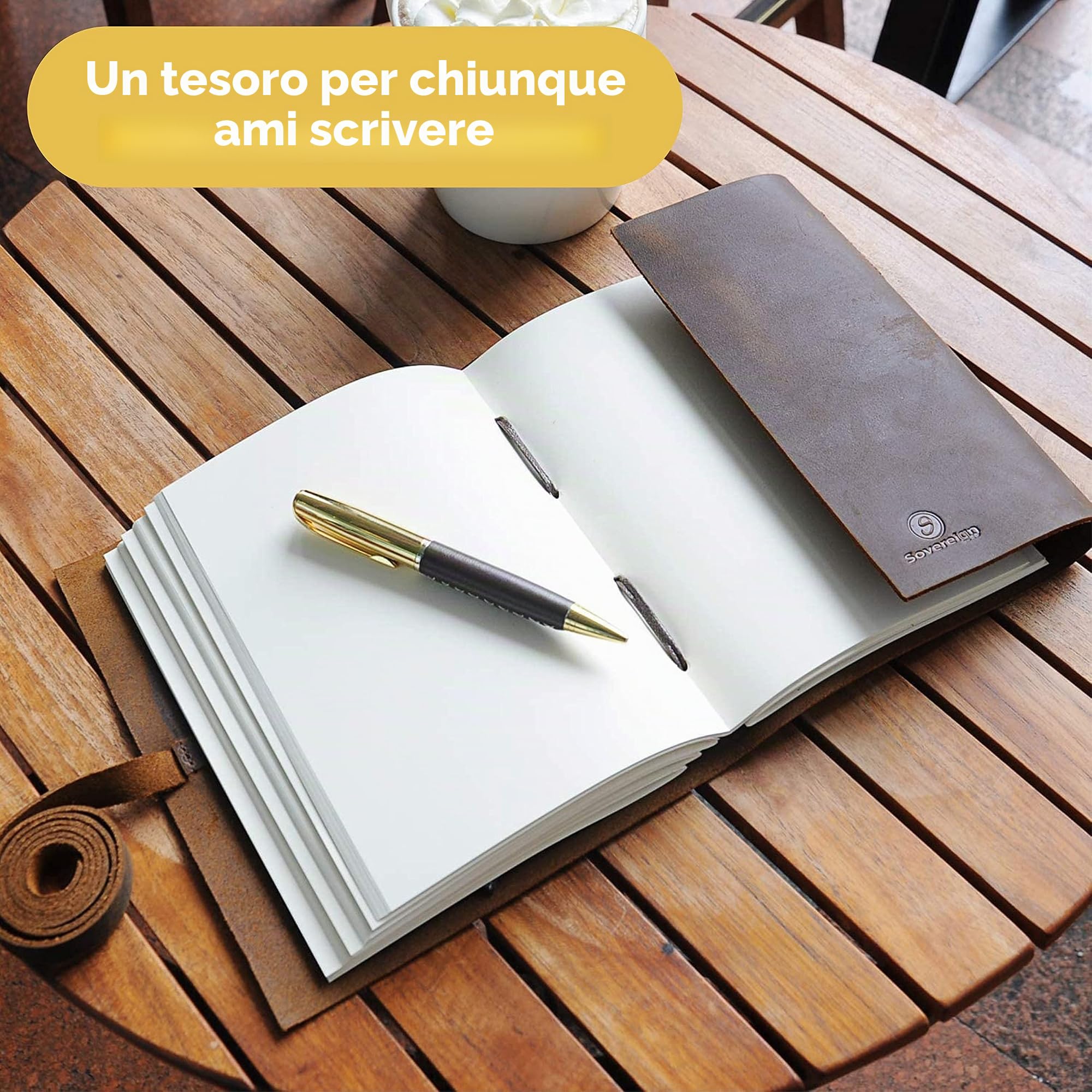 Quaderno Appunti in Pelle Bussola Nautica – A5 Diario di Viaggio Taccuino Donna e Uomo Fatto a Mano – Agenda con Fogli Bianchi – 21 x 15 cm (8" x 6") – Idee per Regali Originali