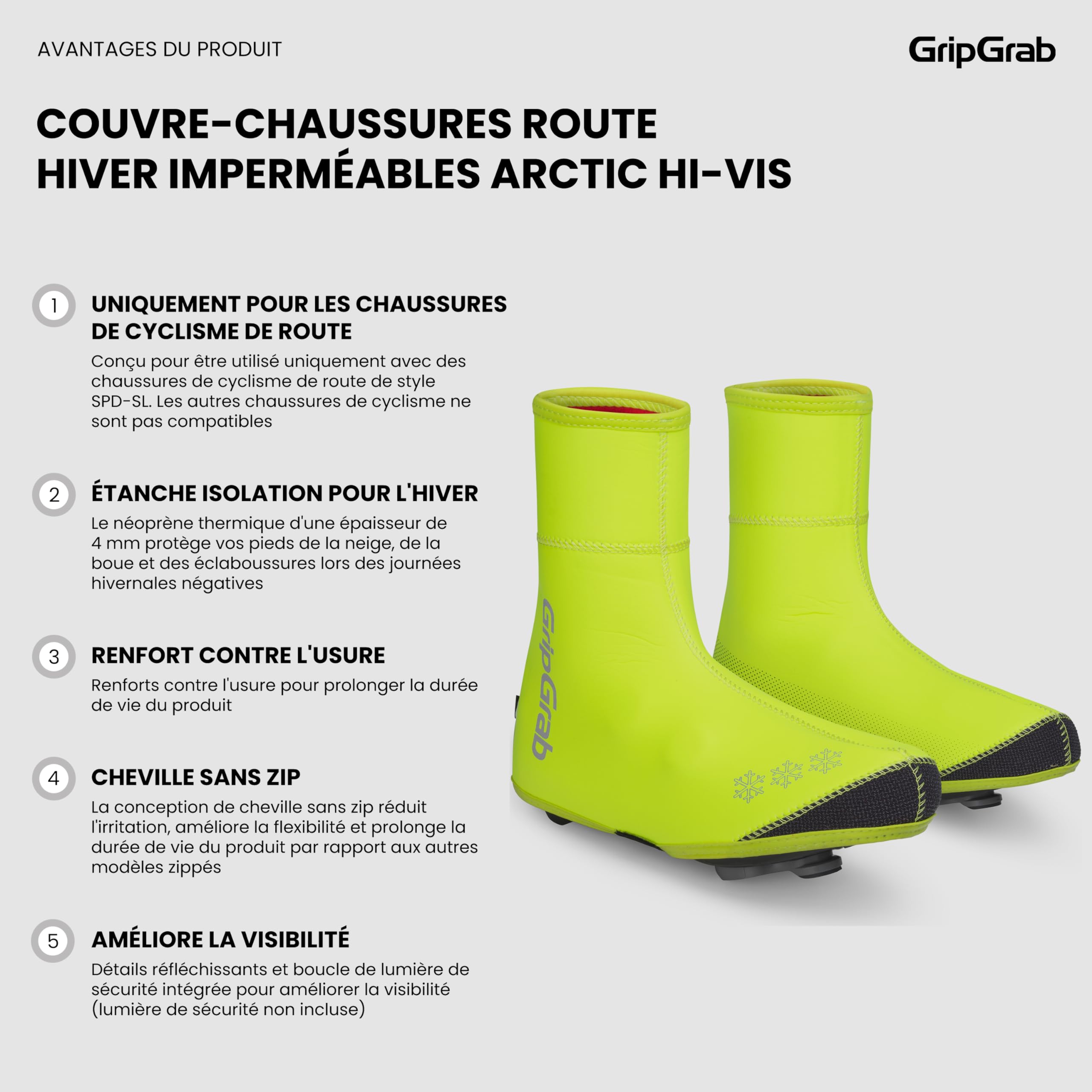 GripGrab Arctic Couvre-Chaussures Vélo de Course Hiver Doublés Mixte